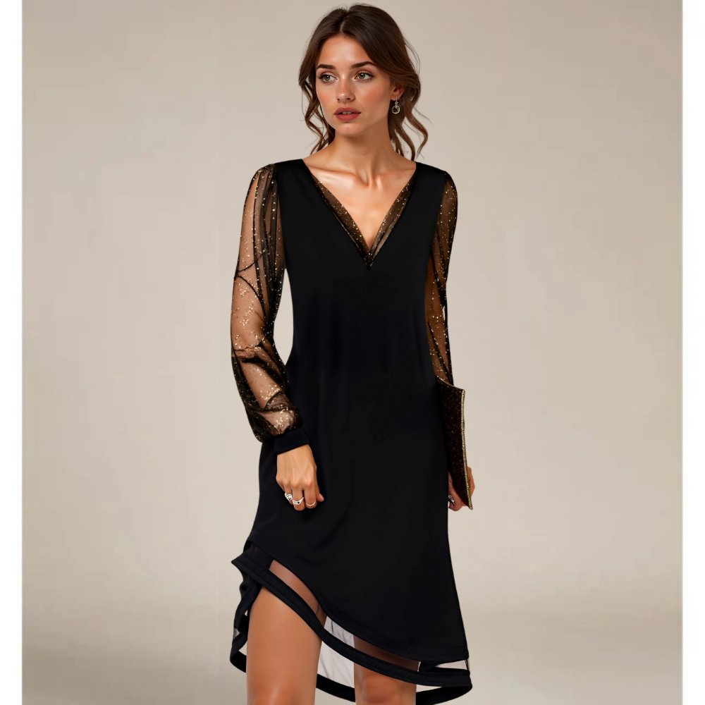 Matilda Sheer-Sleeve Midi Dress