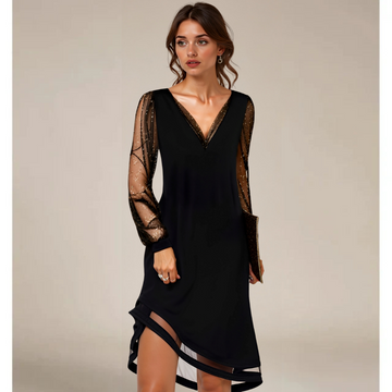 Matilda Sheer-Sleeve Midi Dress